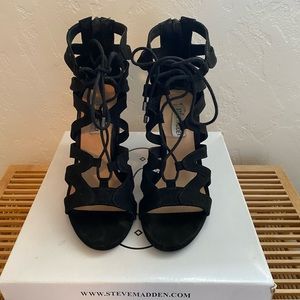 Black Steve Madden lace up heels